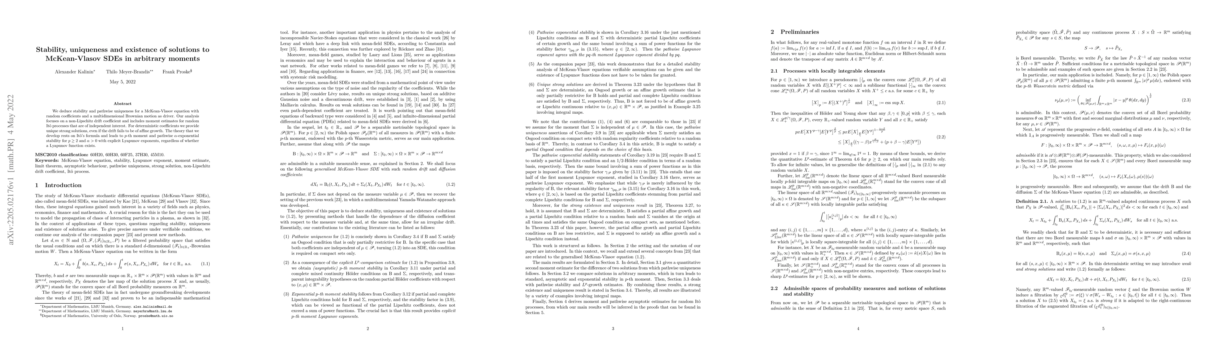 Thumbnail for Stability, uniqueness and existence of solutions to McKean-Vlasov SDEs
  in arbitrary moments
