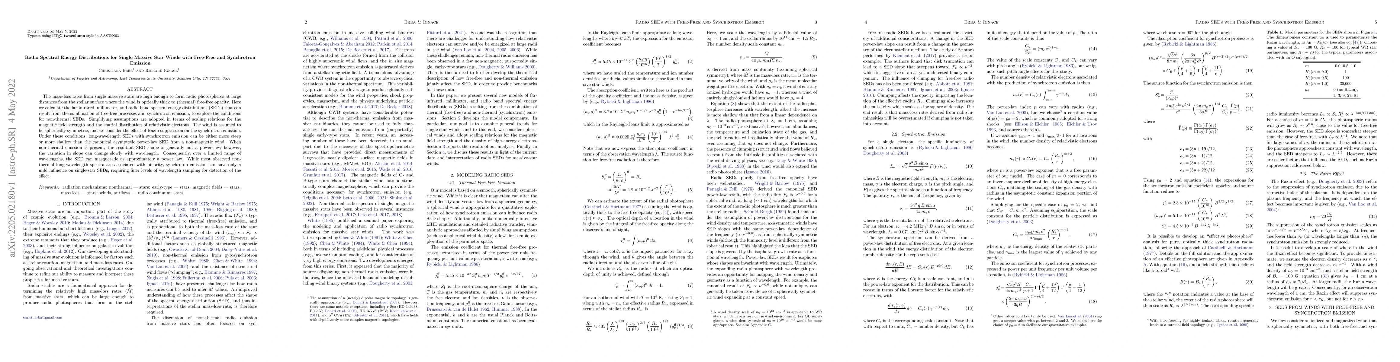 Thumbnail for Radio Spectral Energy Distributions for Single Massive Star Winds with
  Free-Free and Synchrotron Emission