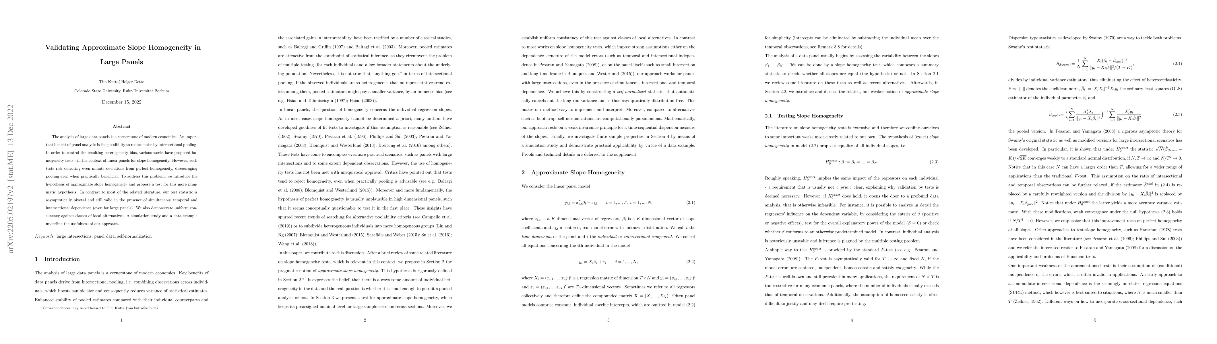 Thumbnail for Validating Approximate Slope Homogeneity in Large Panels