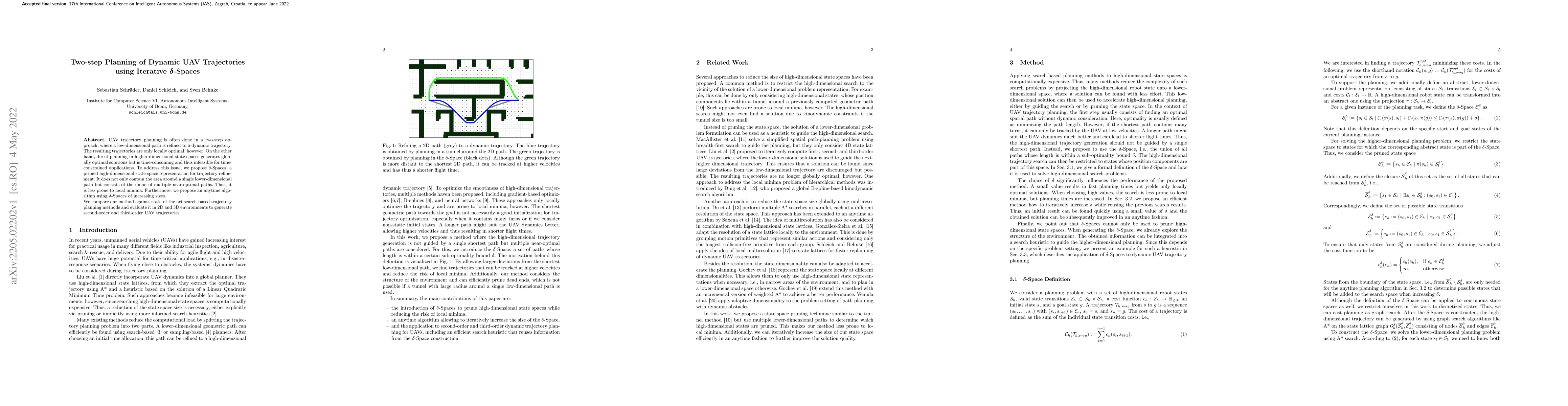 Thumbnail for Two-step Planning of Dynamic UAV Trajectories using Iterative
  $\delta$-Spaces