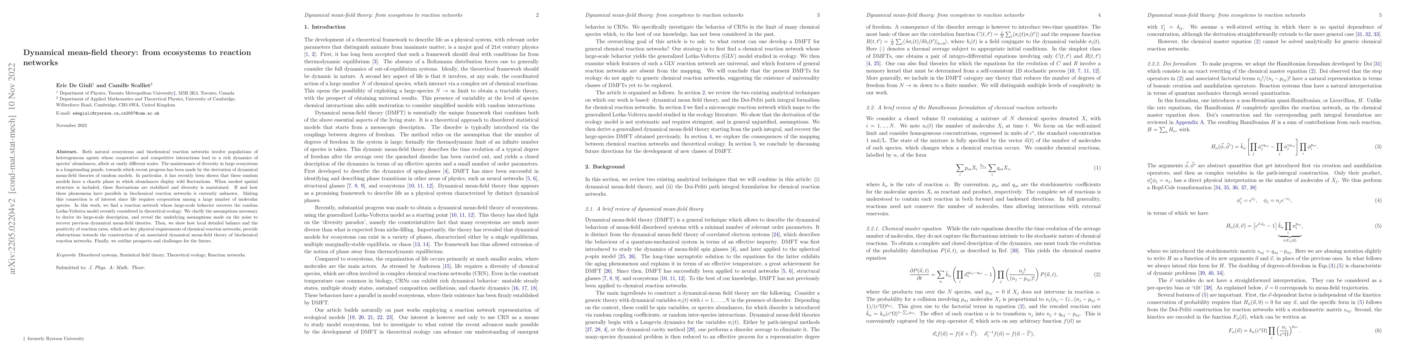 Thumbnail for Dynamical mean-field theory: from ecosystems to reaction networks