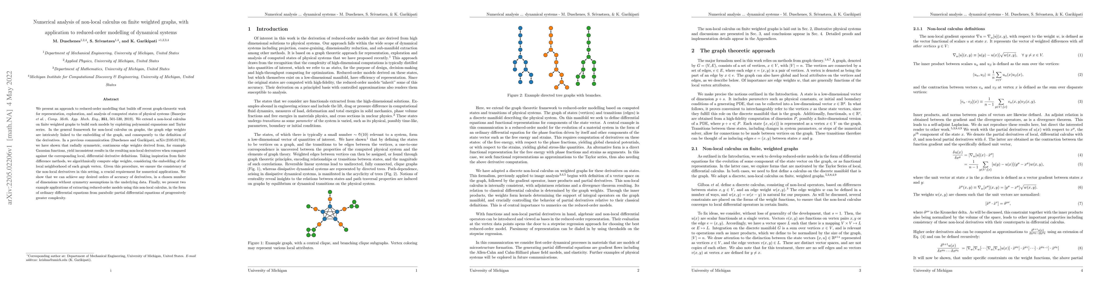 Thumbnail for Numerical analysis of non-local calculus on finite weighted graphs, with
  application to reduced-order modelling of dynamical systems