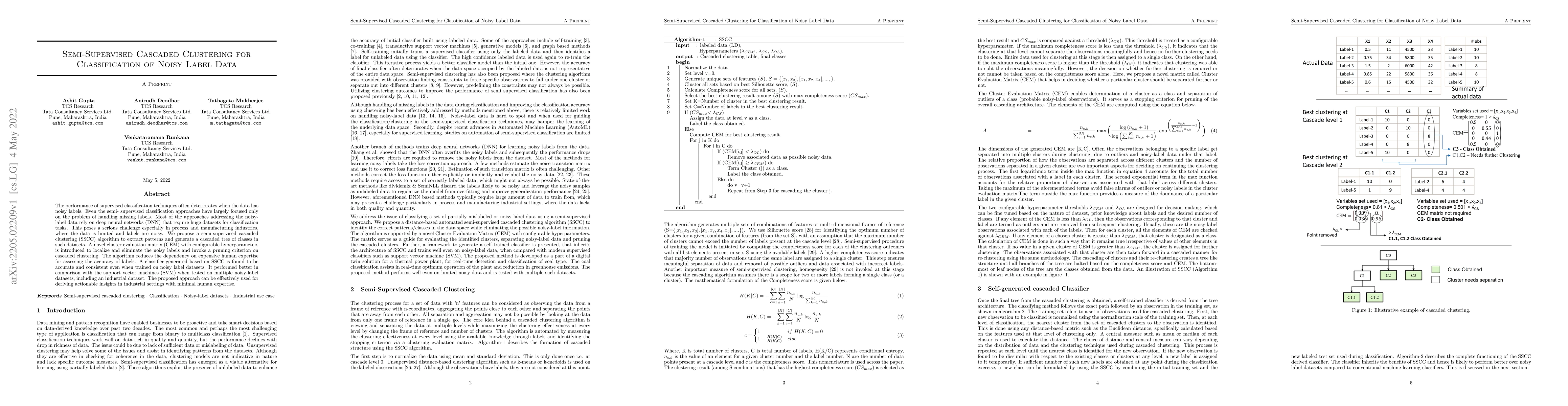 Thumbnail for Semi-Supervised Cascaded Clustering for Classification of Noisy Label
  Data