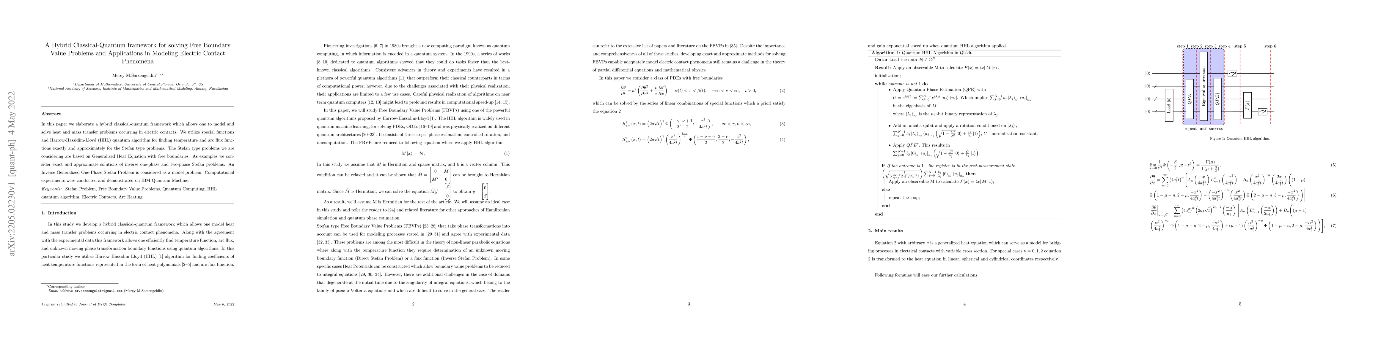 Thumbnail for A Hybrid Classical-Quantum framework for solving Free Boundary Value
  Problems and Applications in Modeling Electric Contact Phenomena