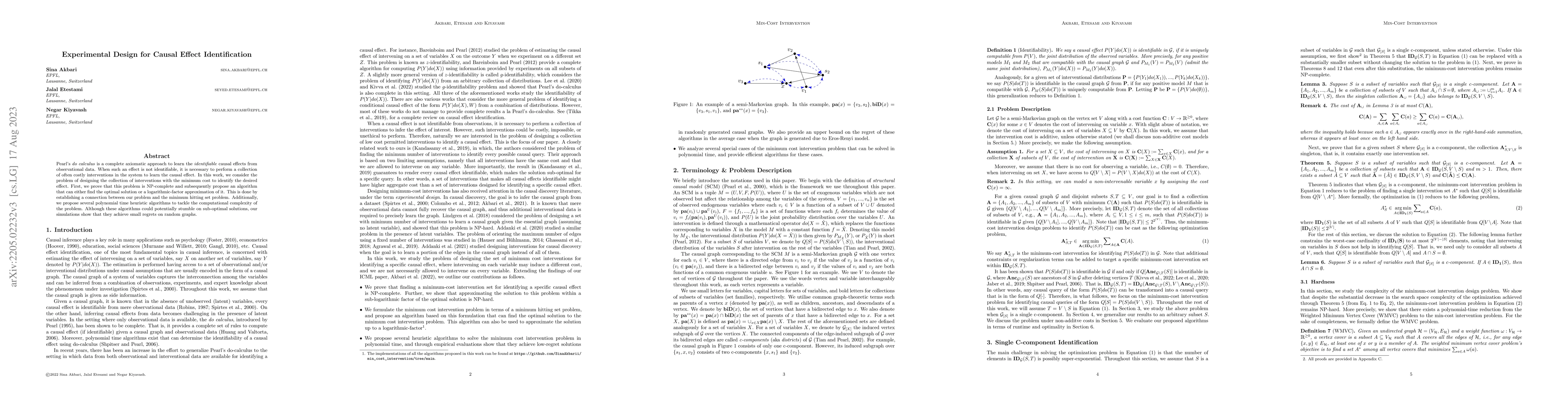 Thumbnail for Experimental Design for Causal Effect Identification