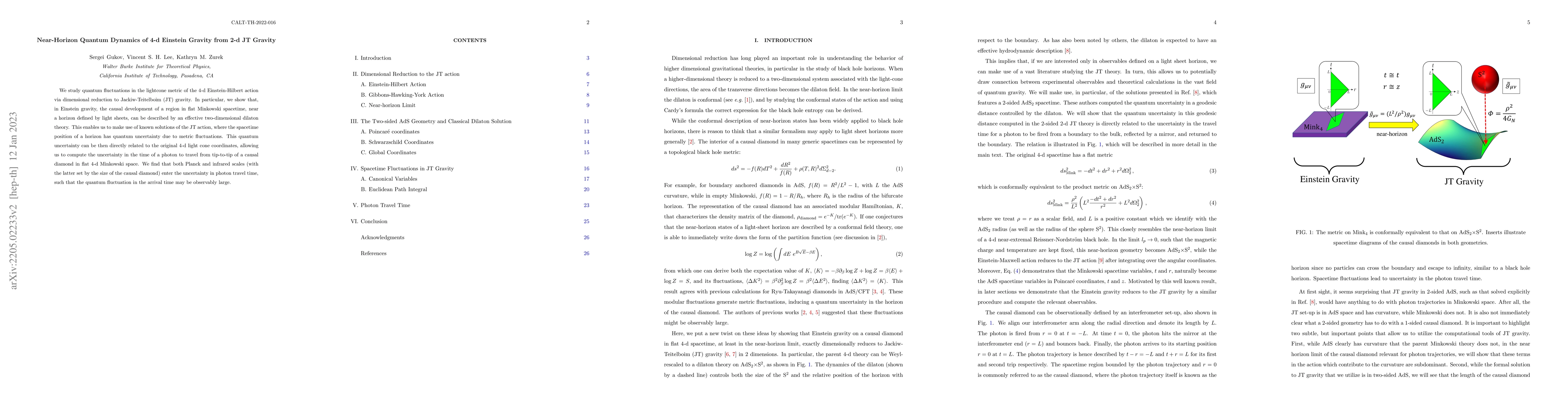 Thumbnail for Near-Horizon Quantum Dynamics of 4-d Einstein Gravity from 2-d JT
  Gravity