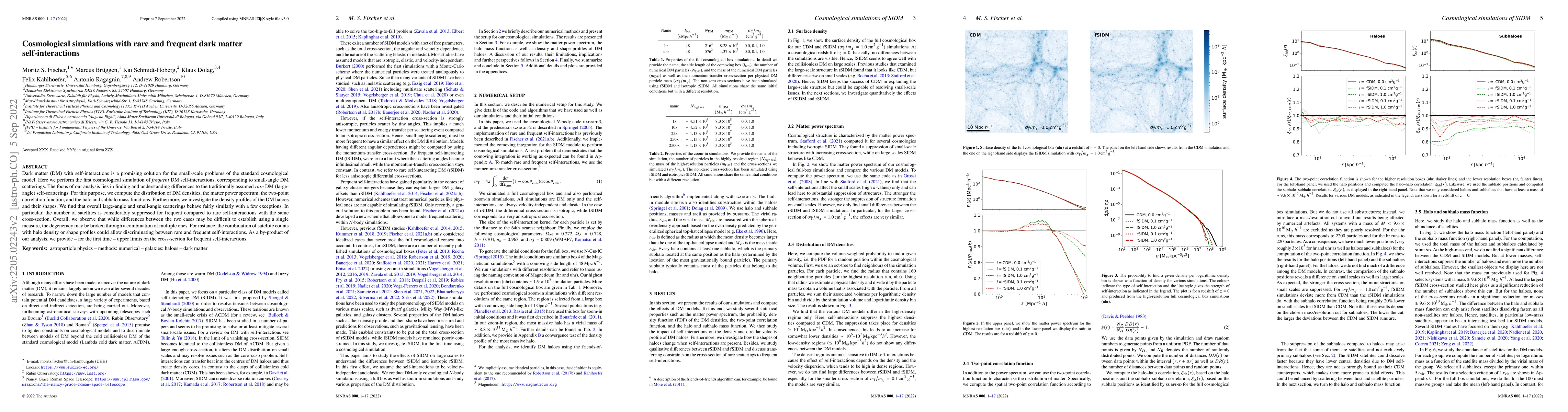 Thumbnail for Cosmological simulations with rare and frequent dark matter
  self-interactions