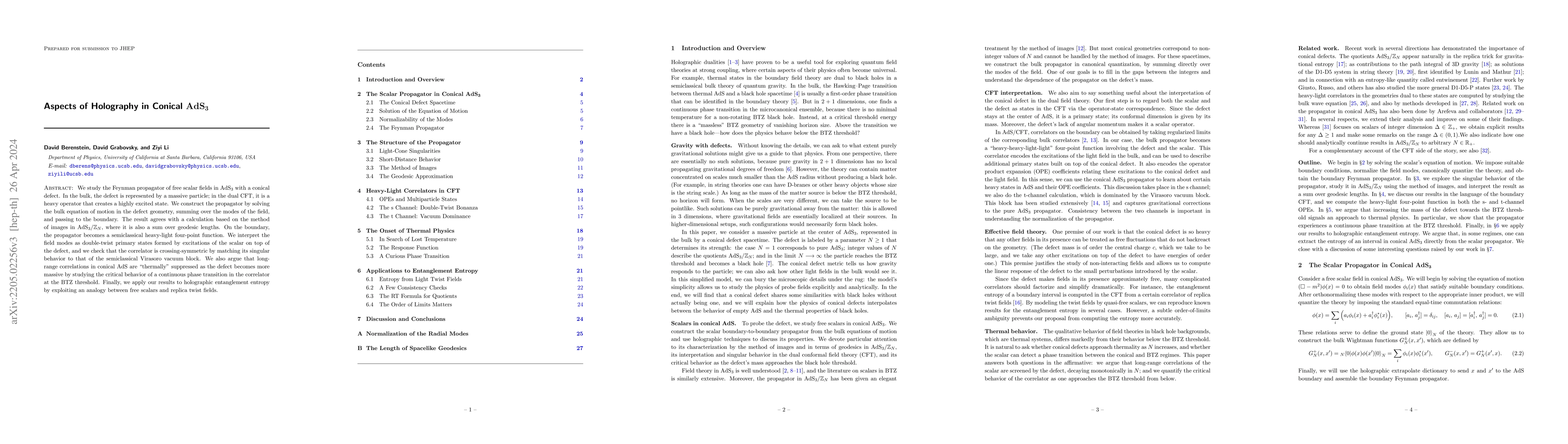 Thumbnail for Aspects of Holography in Conical $AdS_3$