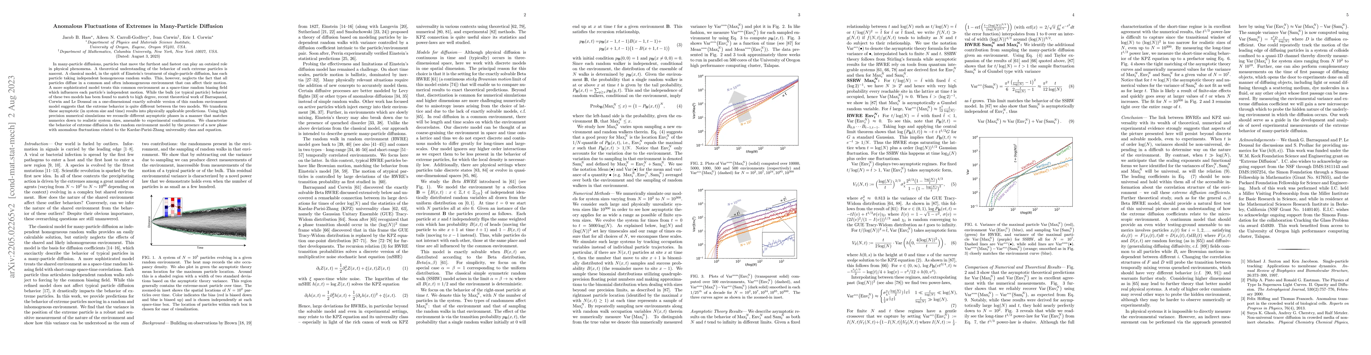Thumbnail for Anomalous Fluctuations of Extremes in Many-Particle Diffusion