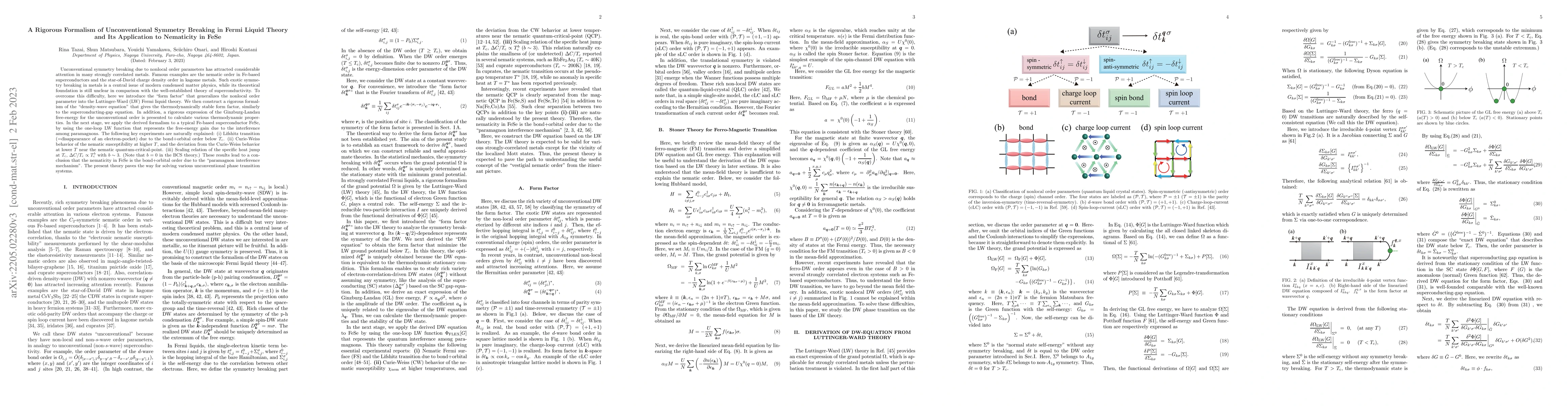 Thumbnail for A Rigorous Formalism of Unconventional Symmetry Breaking in Fermi Liquid
  Theory and Its Application to Nematicity in FeSe