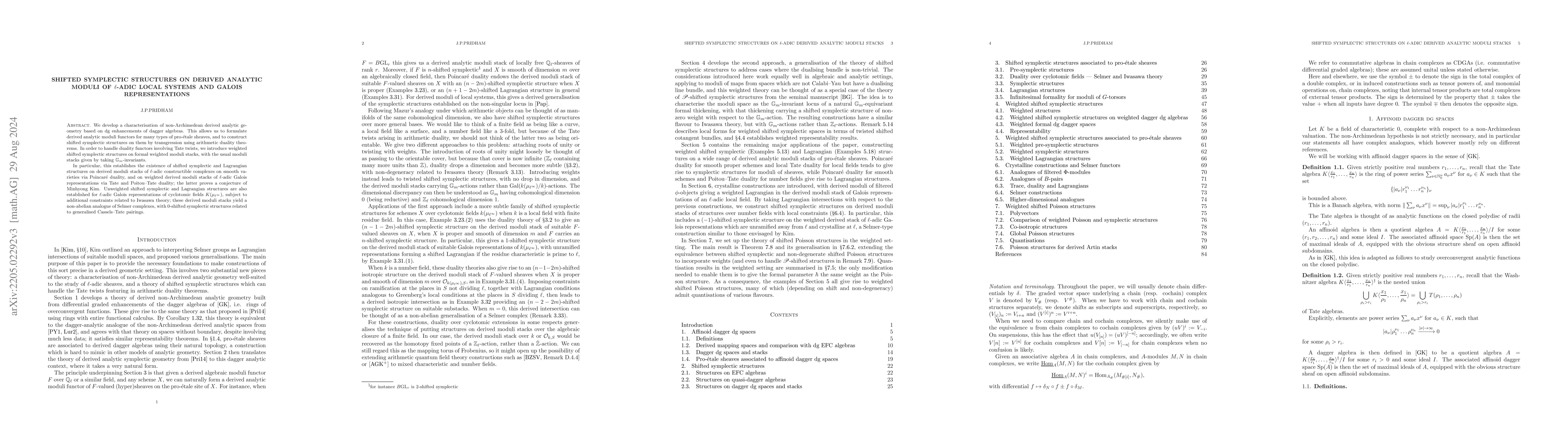 Thumbnail for Shifted symplectic structures on derived analytic moduli of $\ell$-adic
  local systems and Galois representations