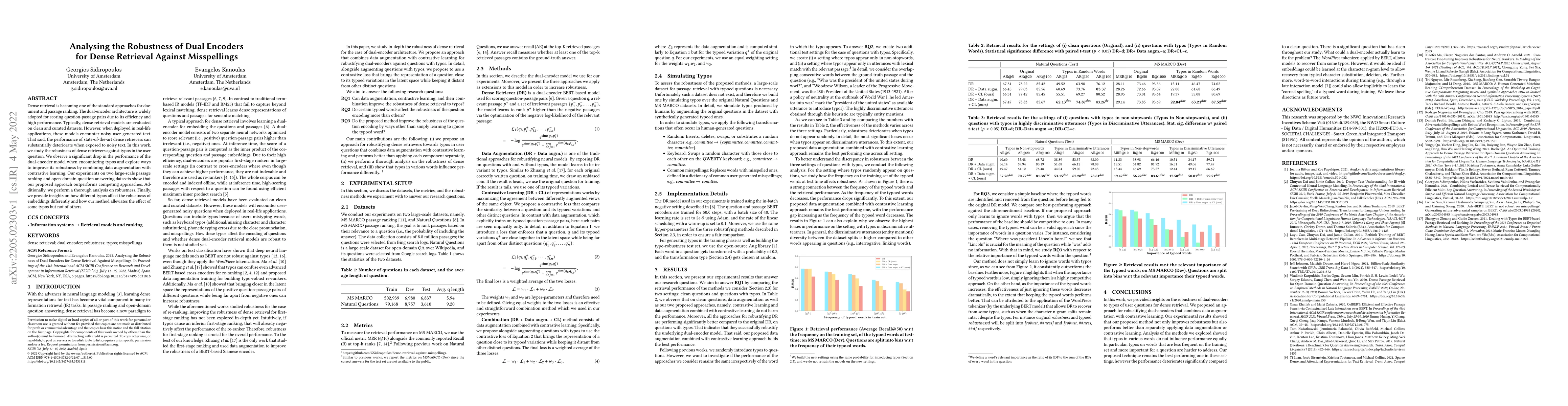 Thumbnail for Analysing the Robustness of Dual Encoders for Dense Retrieval Against
  Misspellings