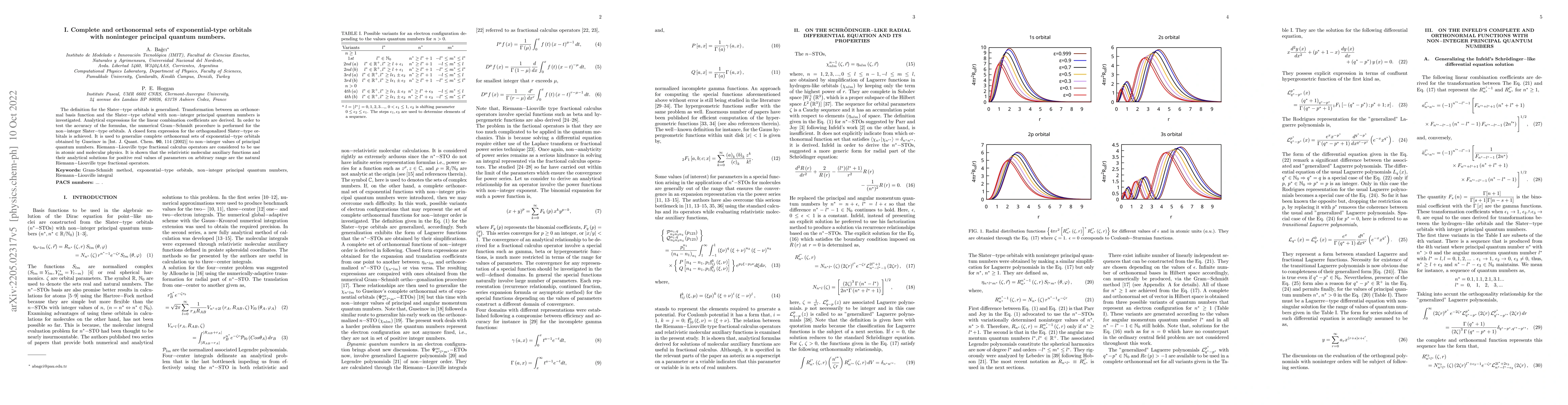 Thumbnail for I. Complete and orthonormal sets of exponential-type orbitals with
  noninteger principal quantum numbers