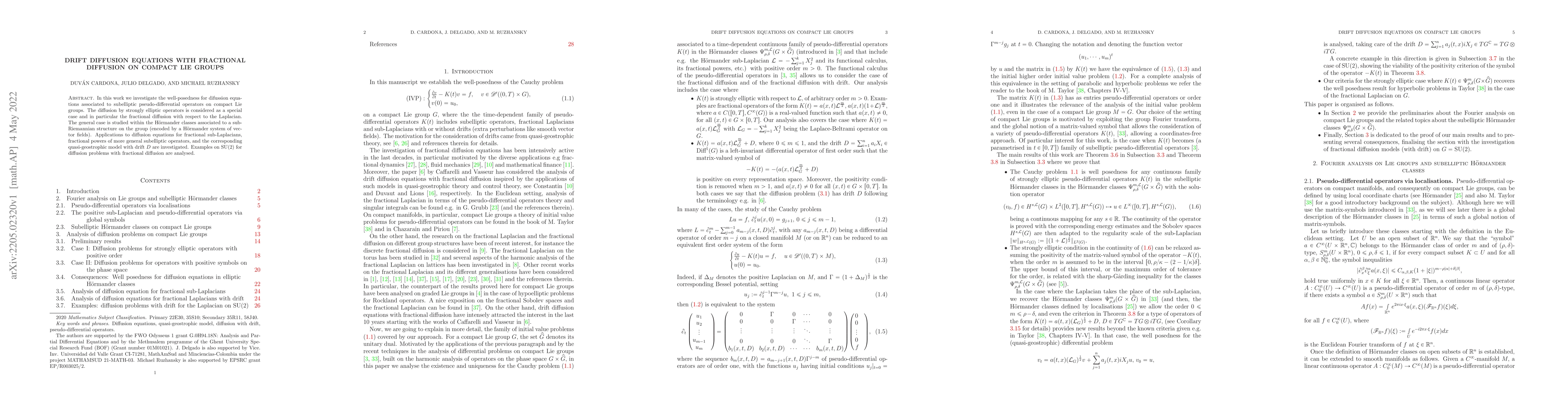 Thumbnail for Drift diffusion equations with fractional diffusion on compact Lie
  groups