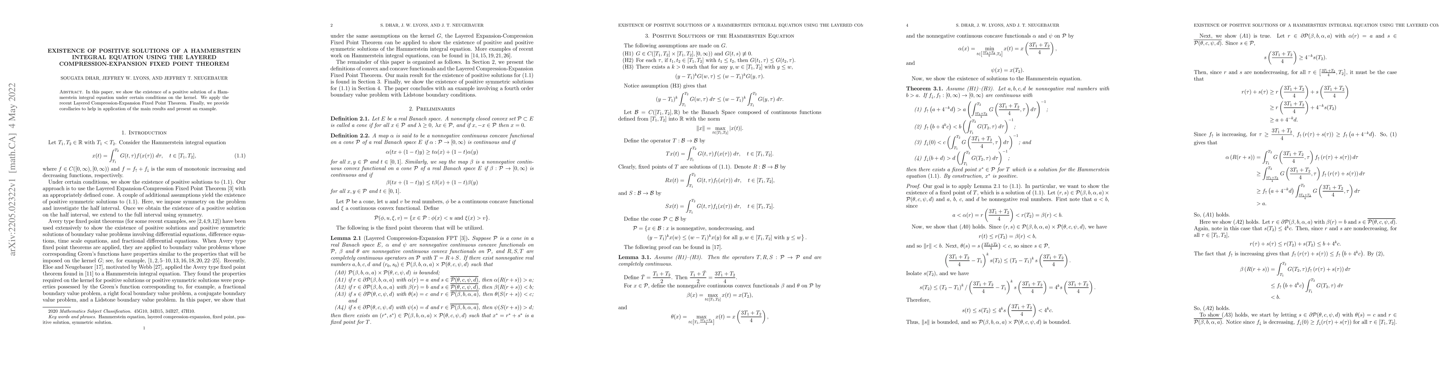 Thumbnail for Existence of positive solutions of a Hammerstein integral equation using
  the layered compression-expansion fixed point theorem