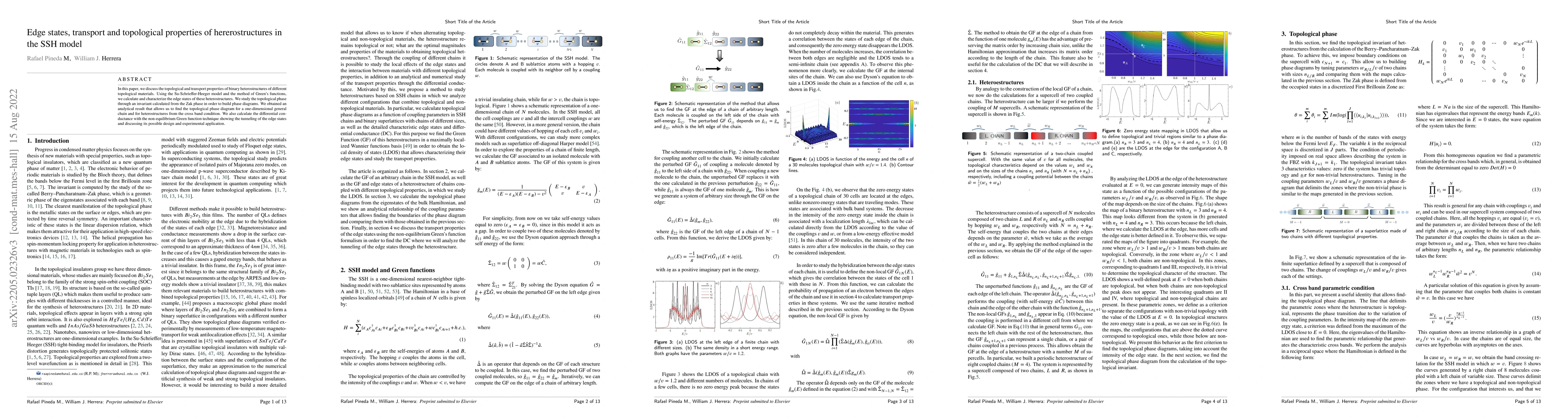Thumbnail for Edge states, transport and topological properties of heterostructures in
  the SSH model