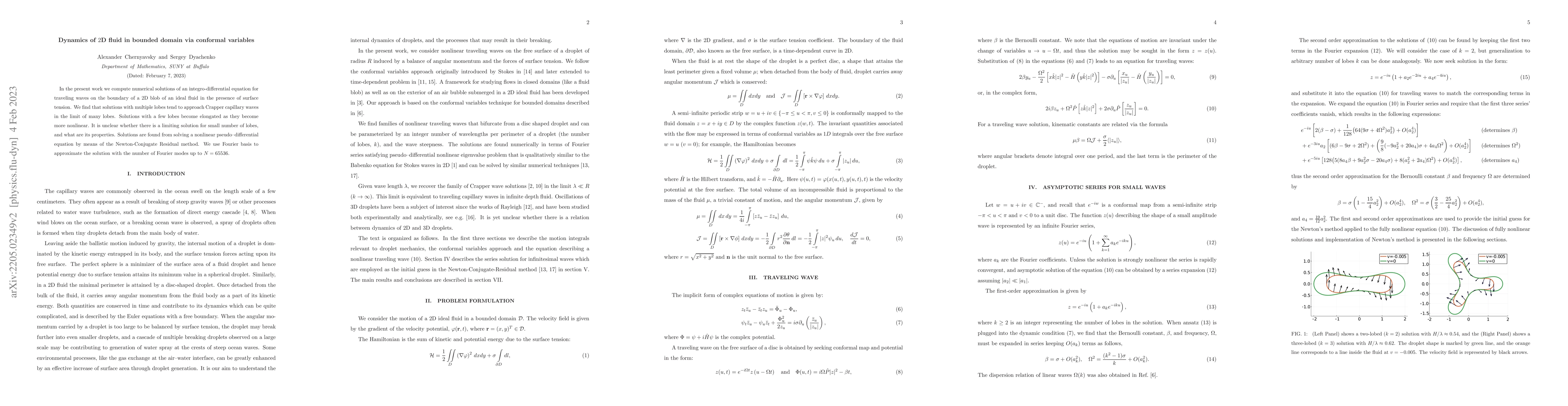 Thumbnail for Dynamics of $2$D fluid in bounded domain via conformal variables