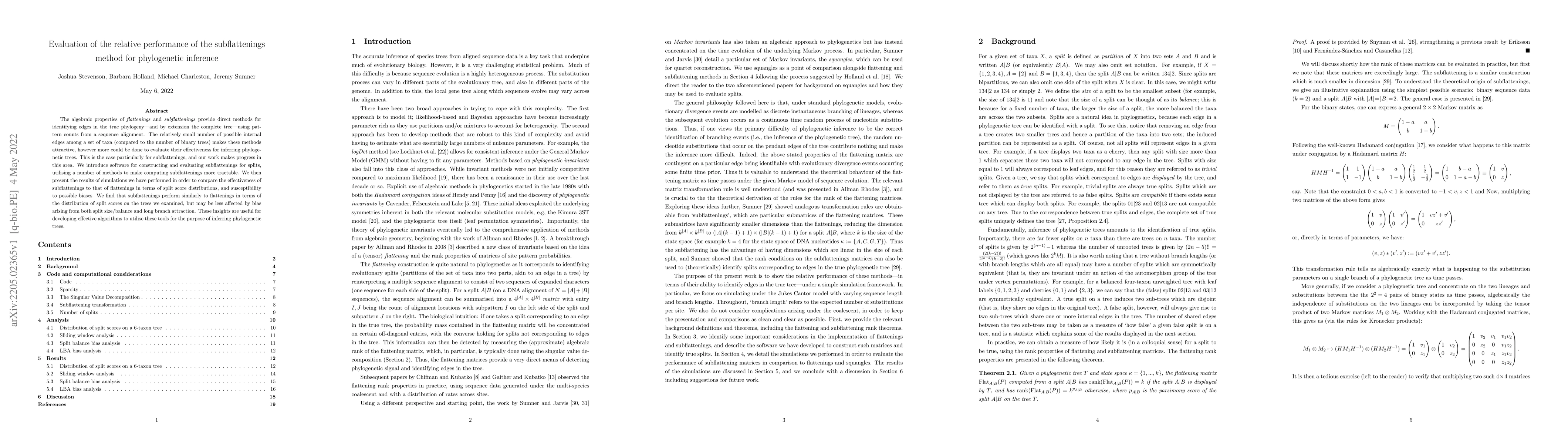 Thumbnail for Evaluation of the relative performance of the subflattenings method for
  phylogenetic inference