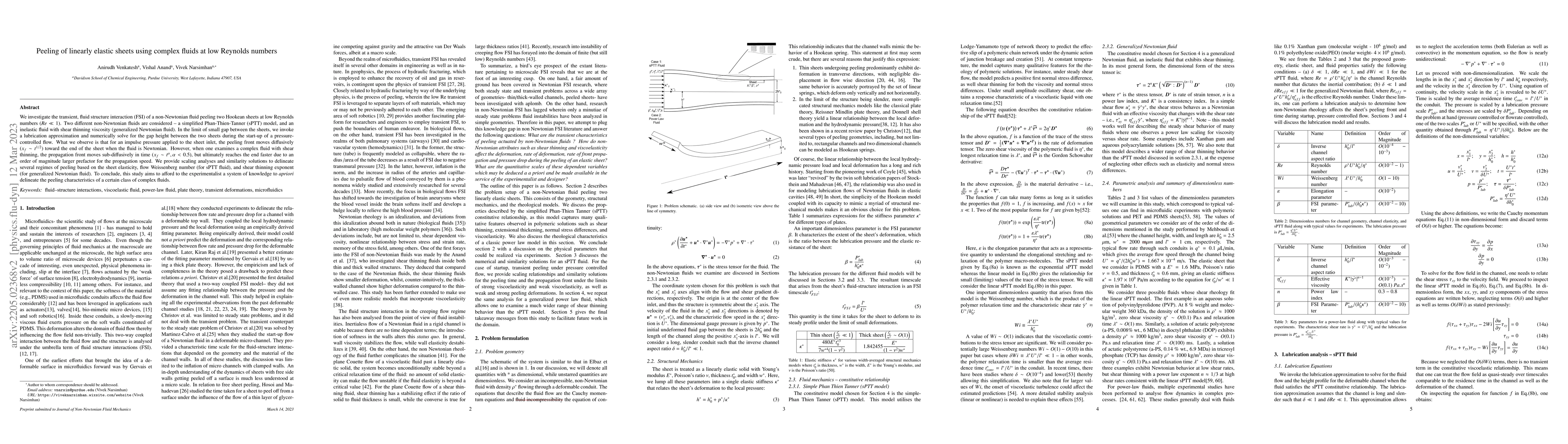 Thumbnail for Peeling of linearly elastic sheets using complex fluids at low Reynolds
  numbers