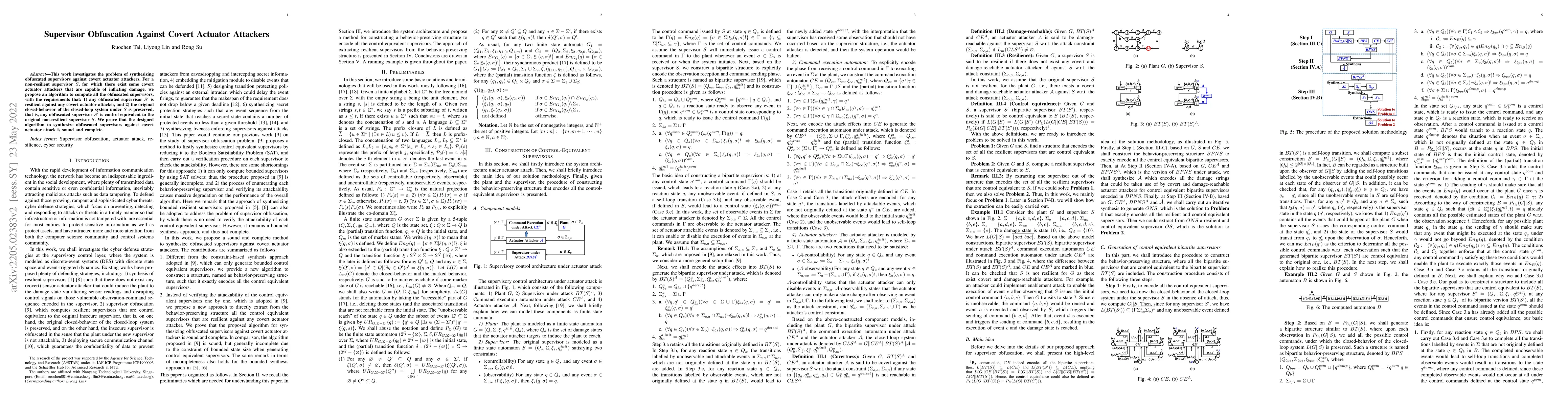 Thumbnail for Supervisor Obfuscation Against Covert Actuator Attackers