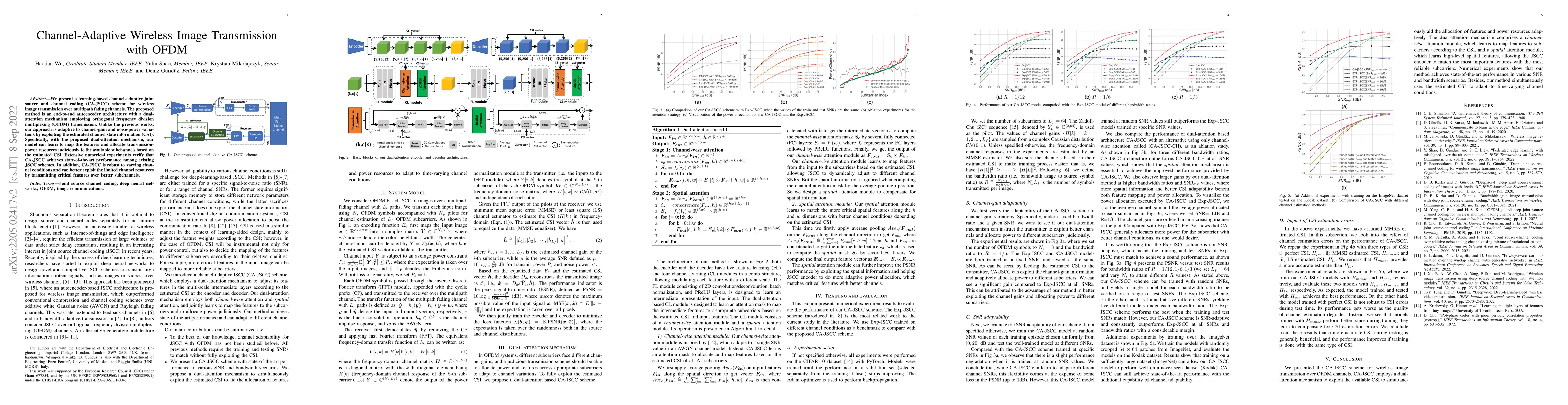 Thumbnail for Channel-Adaptive Wireless Image Transmission with OFDM