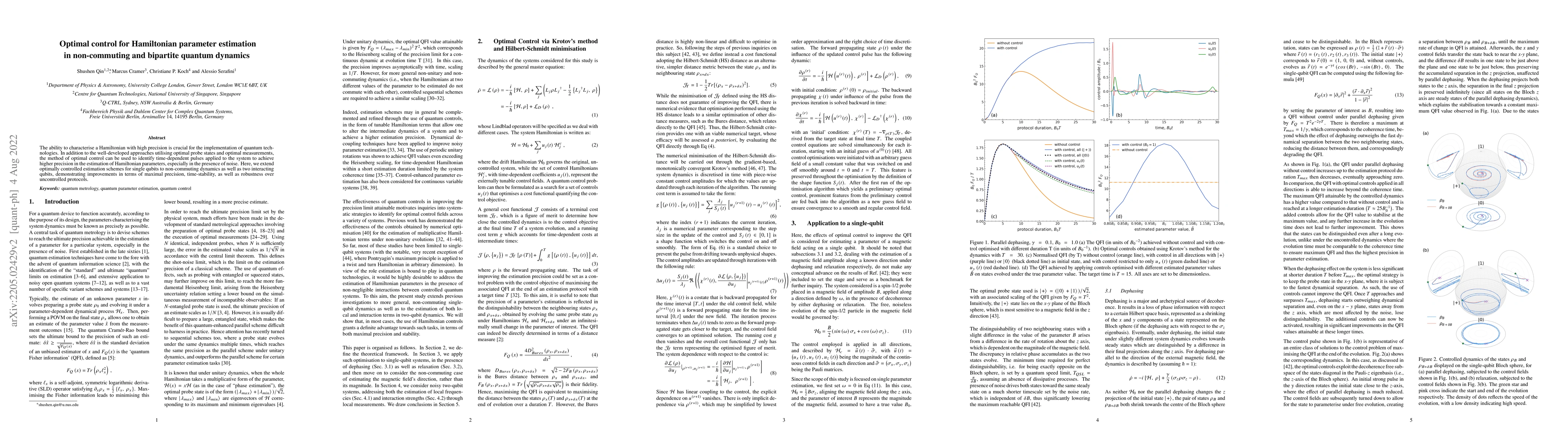 Thumbnail for Optimal control for Hamiltonian parameter estimation in non-commuting
  and bipartite quantum dynamics