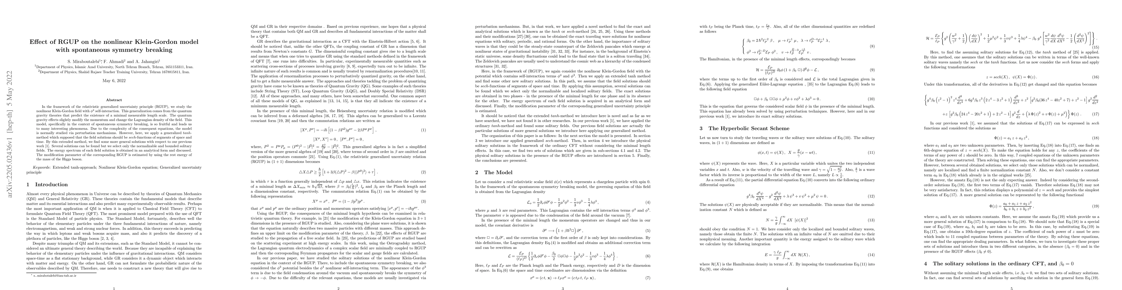 Thumbnail for Effect of RGUP on the nonlinear Klein-Gordon model with spontaneous
  symmetry breaking