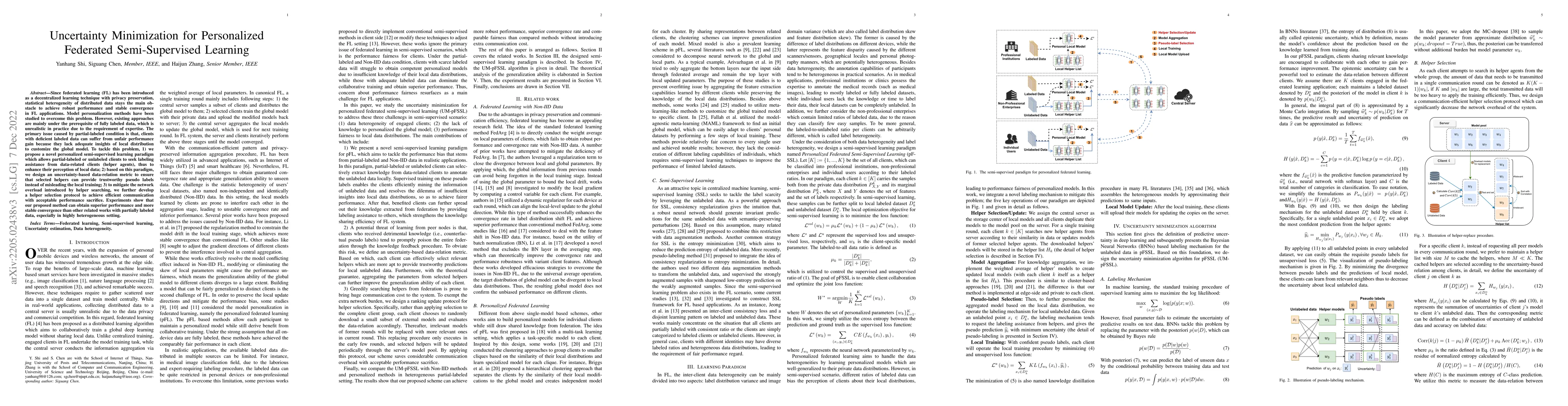 Thumbnail for Uncertainty Minimization for Personalized Federated Semi-Supervised
  Learning