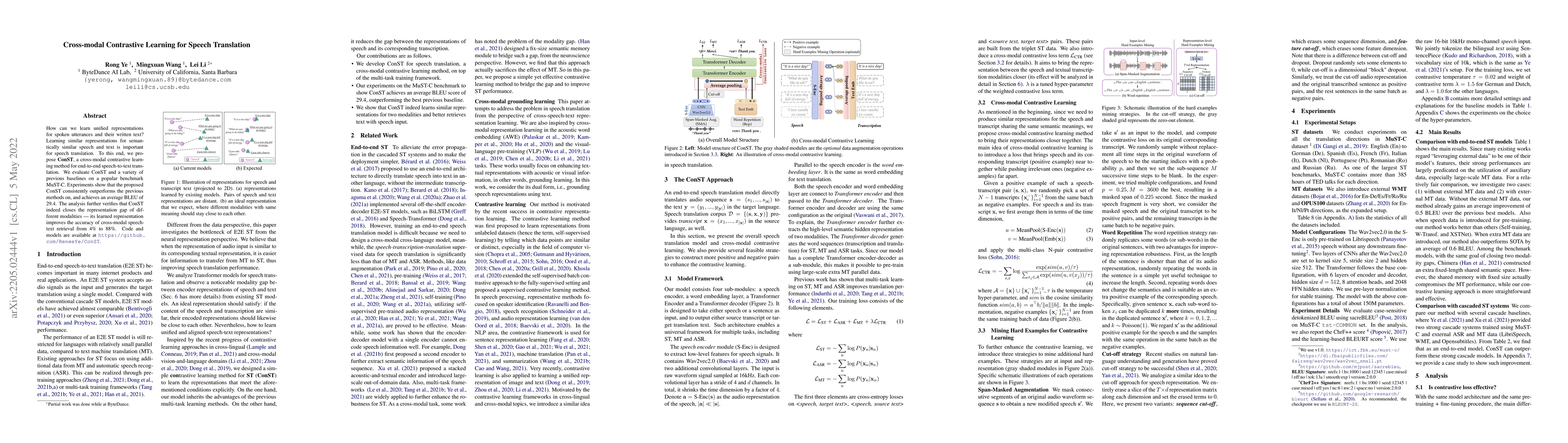 Thumbnail for Cross-modal Contrastive Learning for Speech Translation