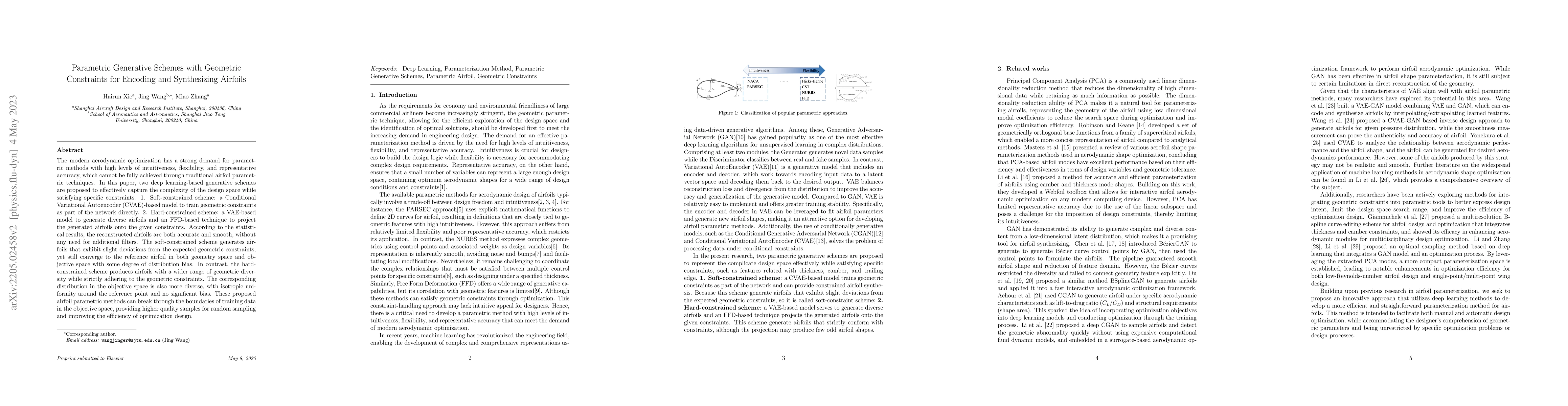 Thumbnail for Parametric Generative Schemes with Geometric Constraints for Encoding
  and Synthesizing Airfoils