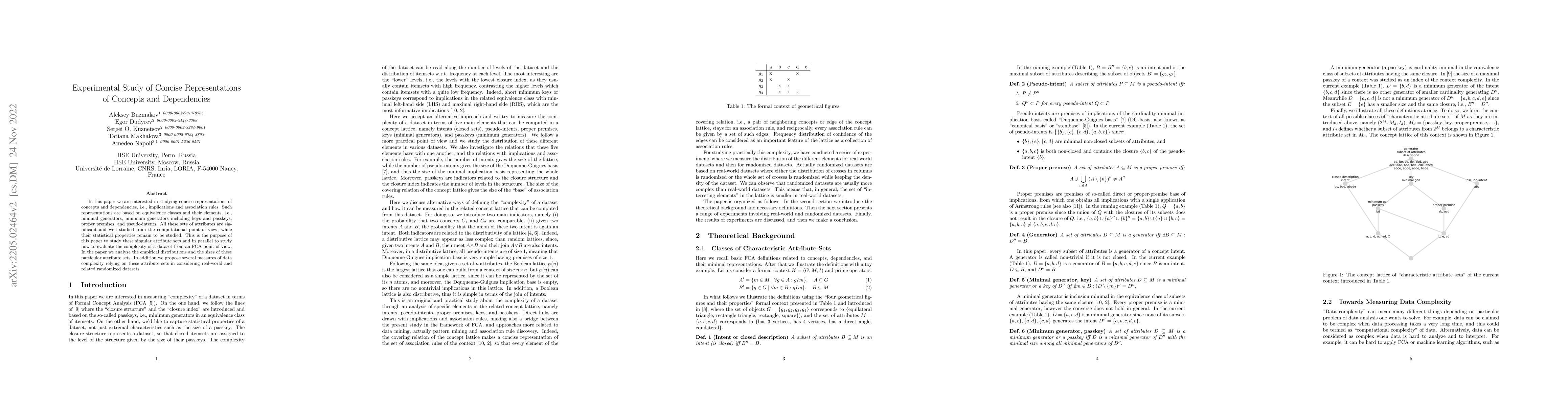 Thumbnail for Experimental Study of Concise Representations of Concepts and
  Dependencies