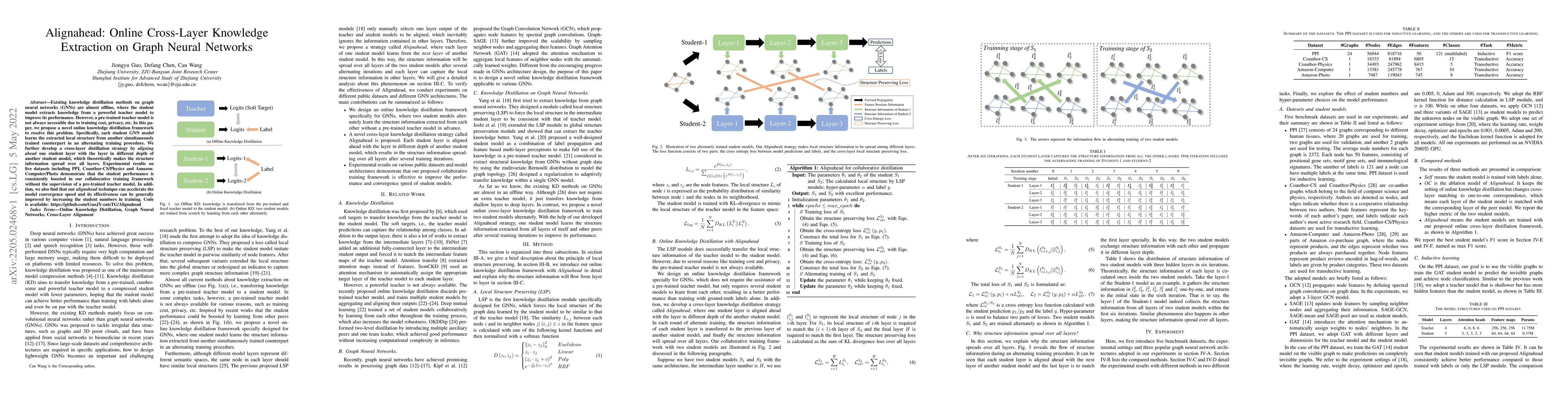 Thumbnail for Alignahead: Online Cross-Layer Knowledge Extraction on Graph Neural
  Networks