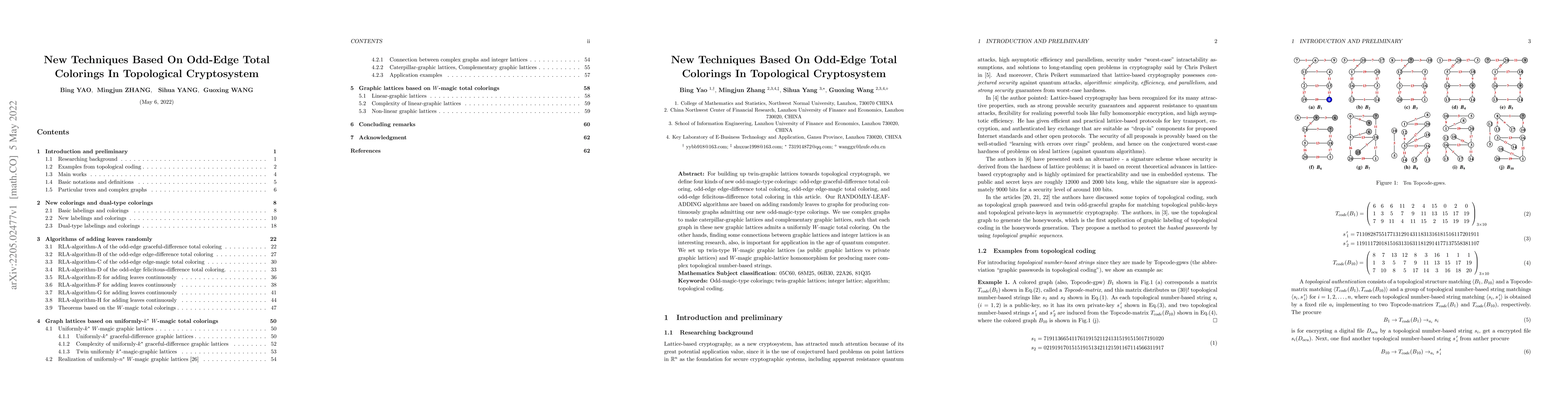Thumbnail for New Techniques Based On Odd-Edge Total Colorings In Topological
  Cryptosystem