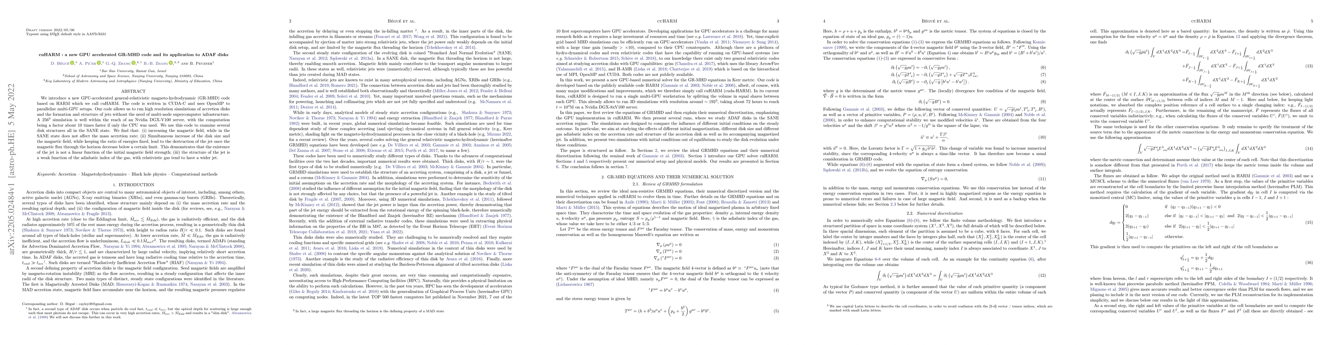 Thumbnail for cuHARM : a new GPU accelerated GR-MHD code and its application to ADAF
  disks