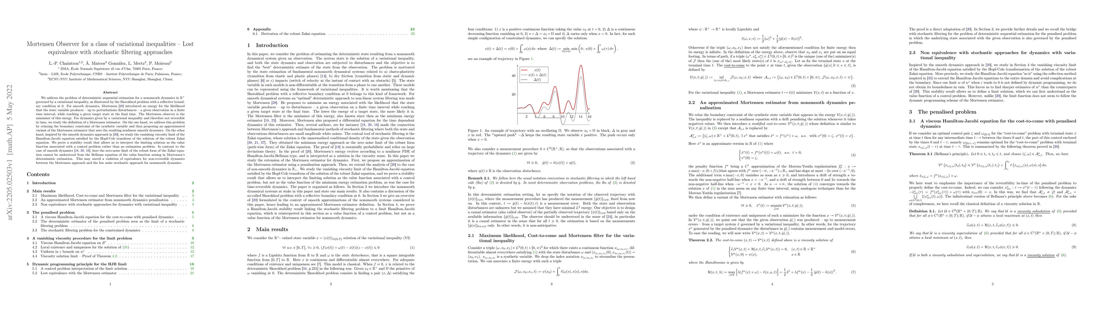 Thumbnail for Mortensen Observer for a class of variational inequalities -Lost
  equivalence with stochastic filtering approaches