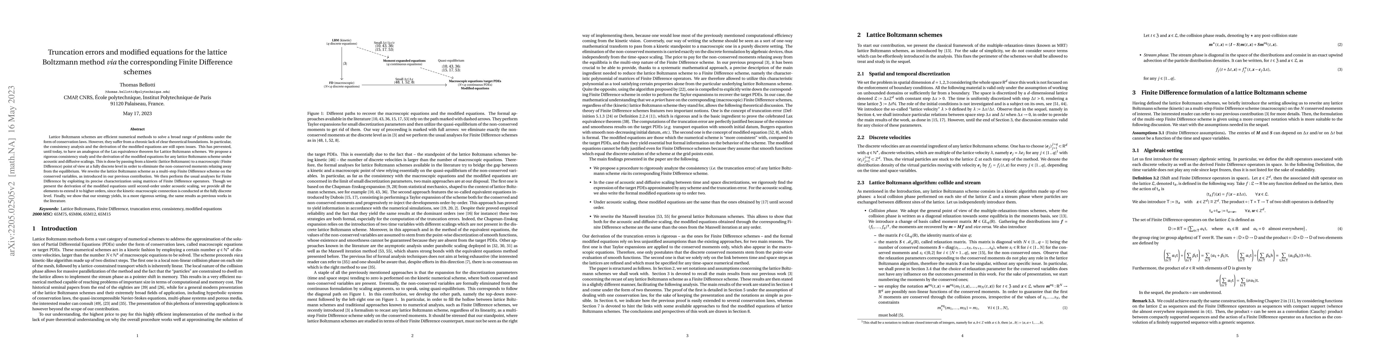 Thumbnail for Truncation errors and modified equations for the lattice Boltzmann
  method via the corresponding Finite Difference schemes