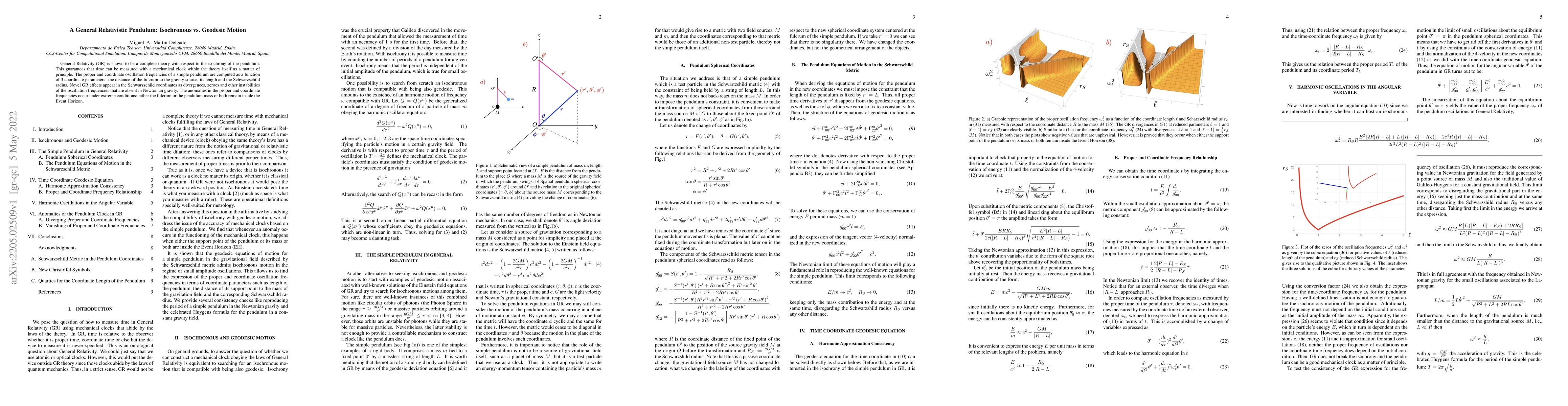 Thumbnail for A General Relativistic Pendulum: Isochronous vs. Geodesic Motion