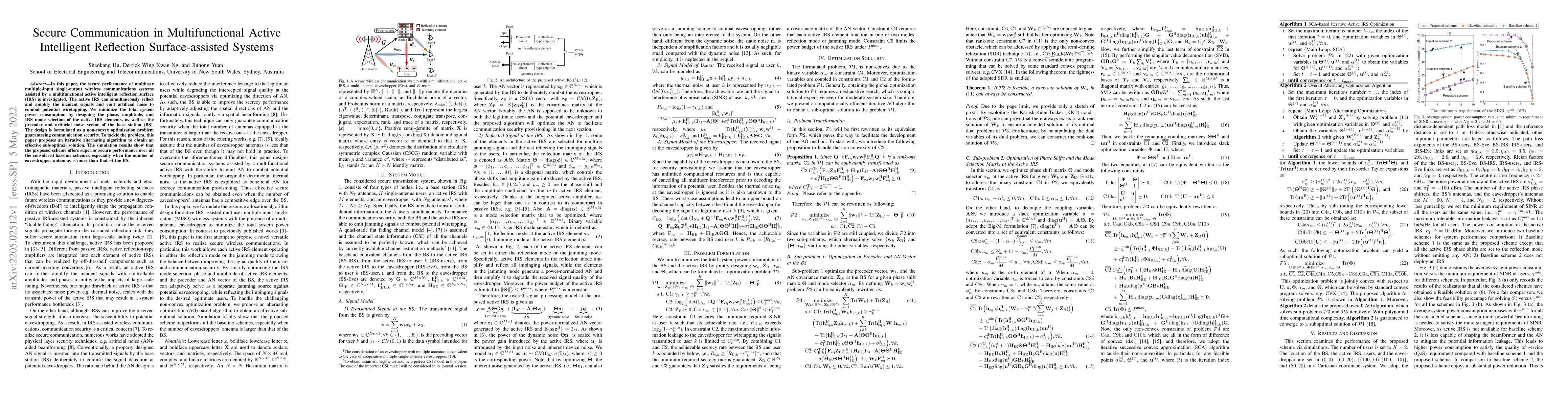 Thumbnail for Secure Communication in Multifunctional Active Intelligent Reflection
  Surface-assisted Systems
