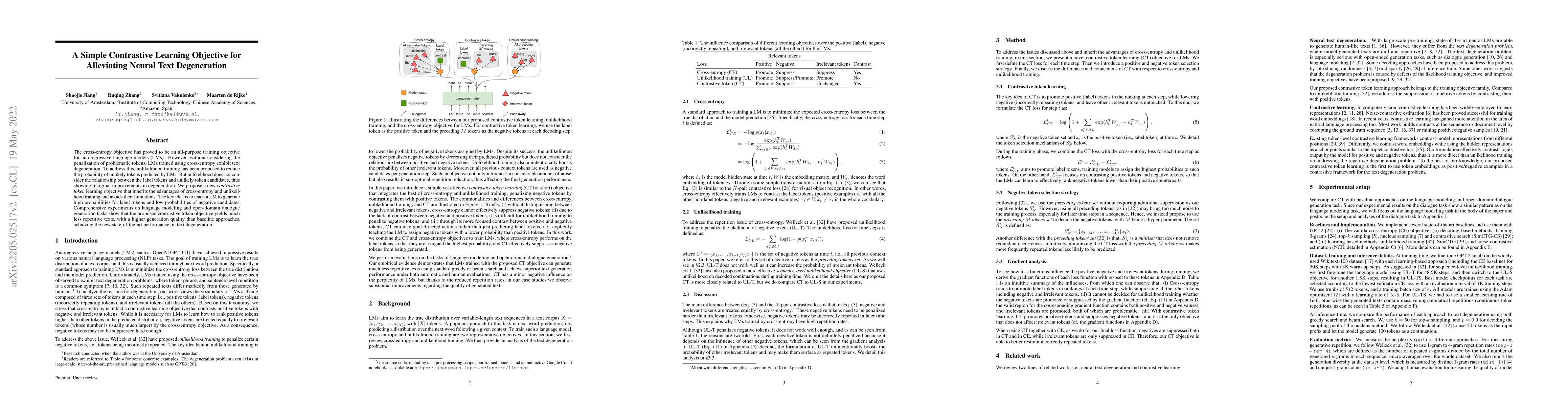 Thumbnail for A Simple Contrastive Learning Objective for Alleviating Neural Text
  Degeneration