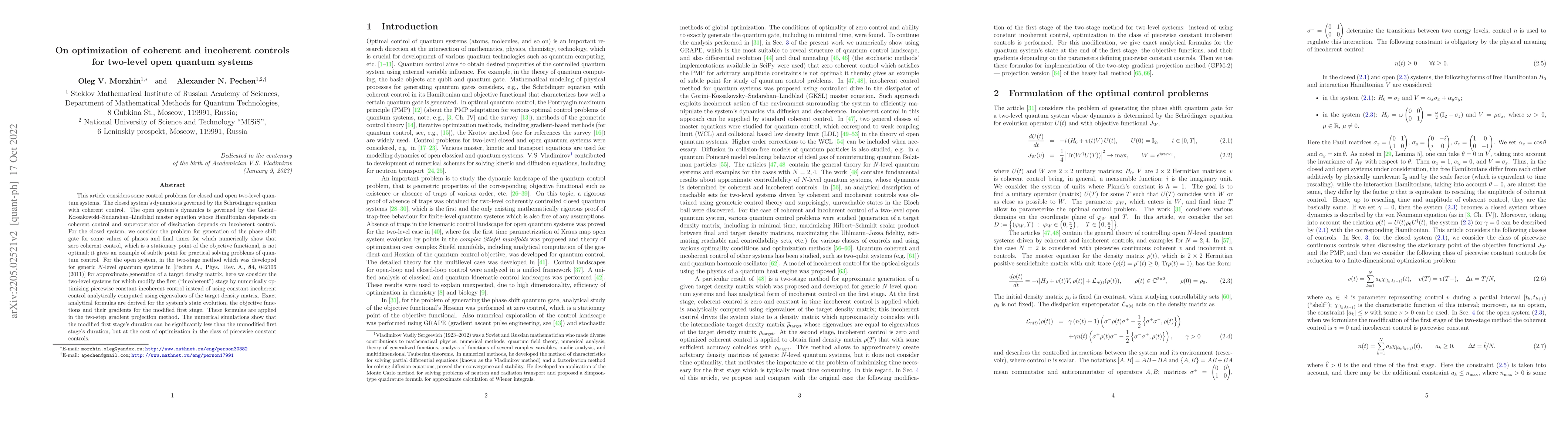 Thumbnail for On optimization of coherent and incoherent controls for two-level
  quantum systems