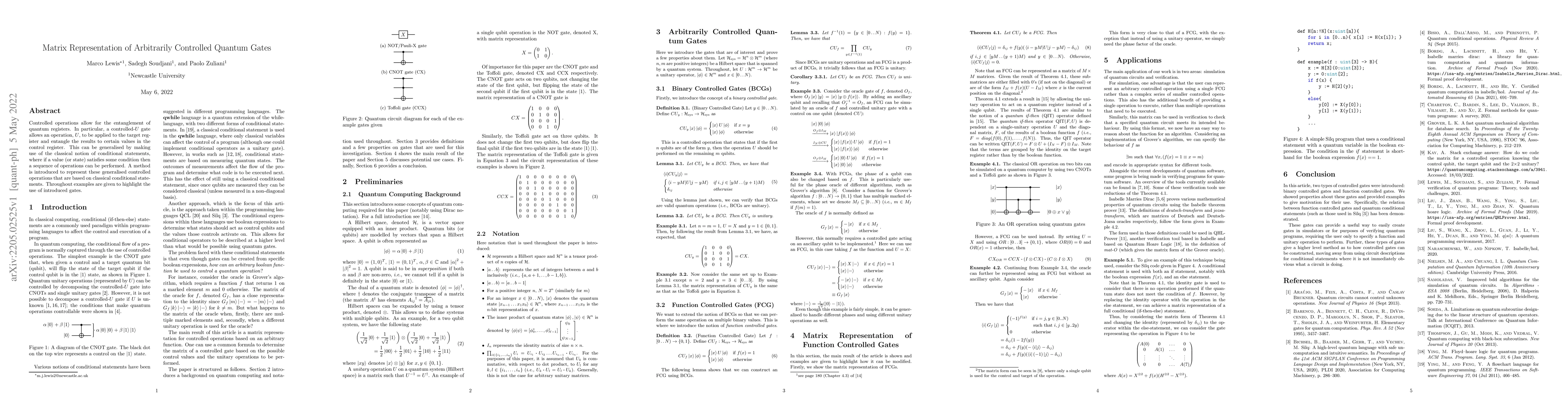 Thumbnail for Matrix Representation of Arbitrarily Controlled Quantum Gates