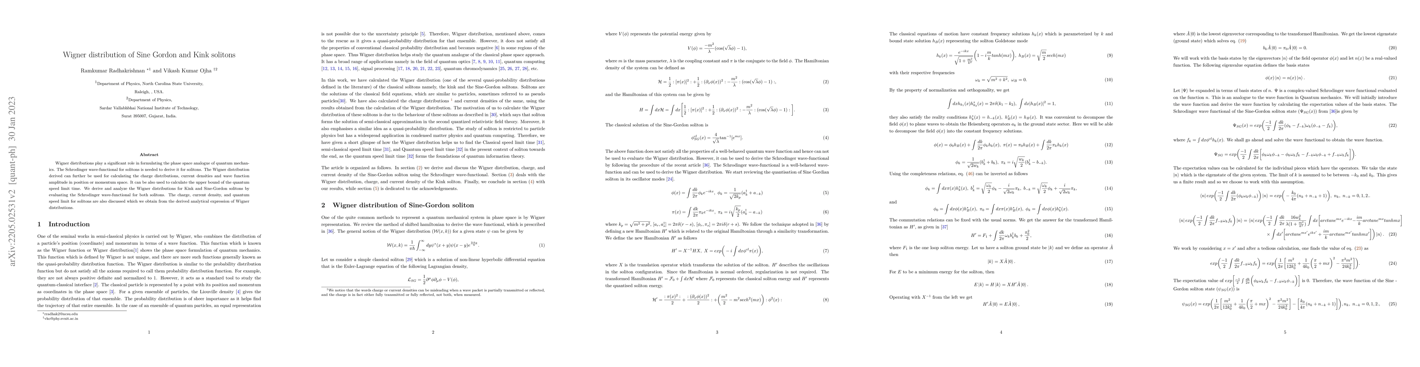 Thumbnail for Wigner distribution of Sine Gordon and Kink solitons
