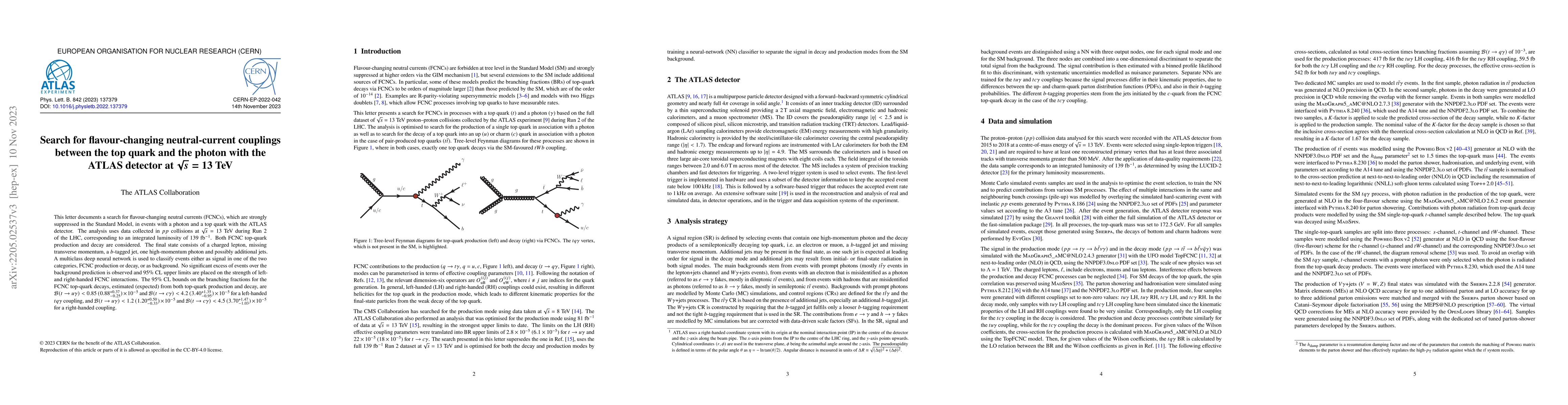 Thumbnail for Search for flavour-changing neutral-current couplings between the top
  quark and the photon with the ATLAS detector at $\sqrt{s} = 13$ TeV