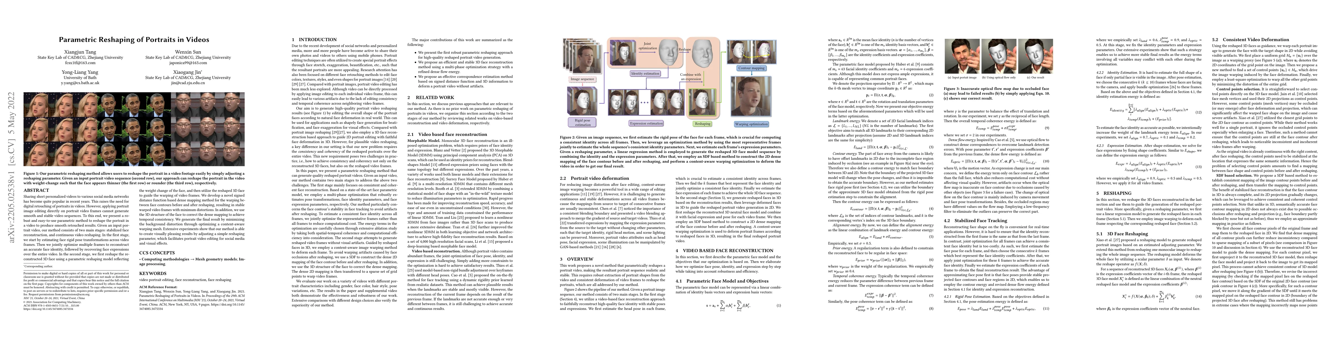Thumbnail for Parametric Reshaping of Portraits in Videos