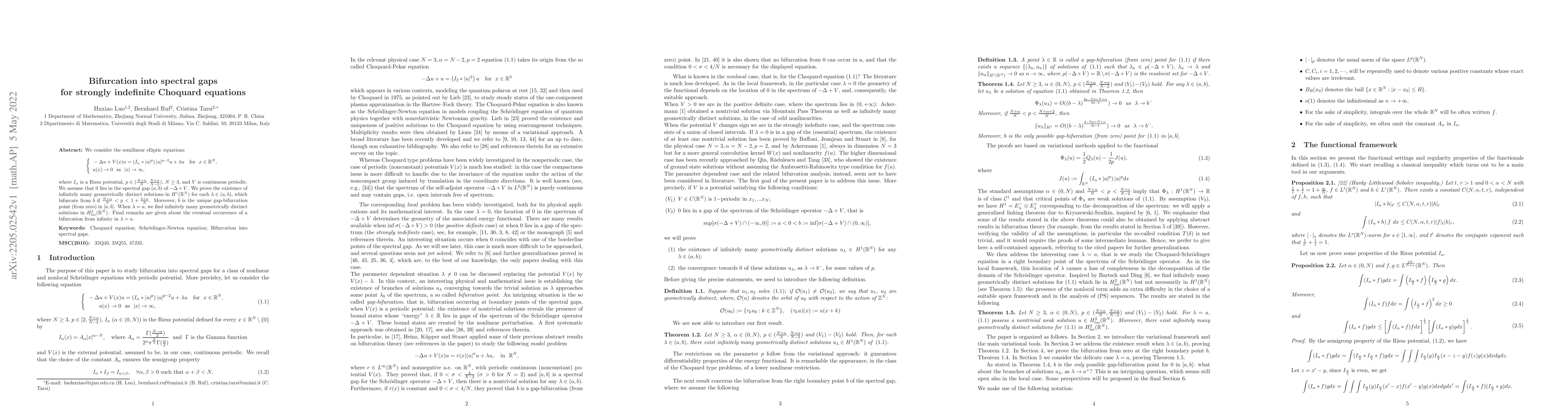Thumbnail for Bifurcation into spectral gaps for strongly indefinite Choquard
  equations