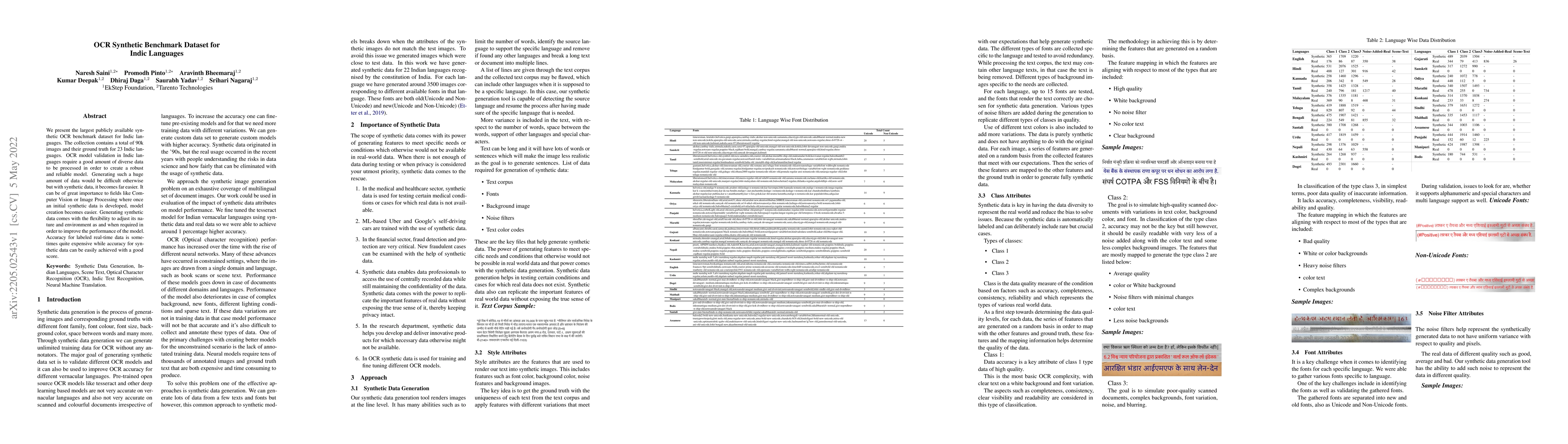 Thumbnail for OCR Synthetic Benchmark Dataset for Indic Languages
