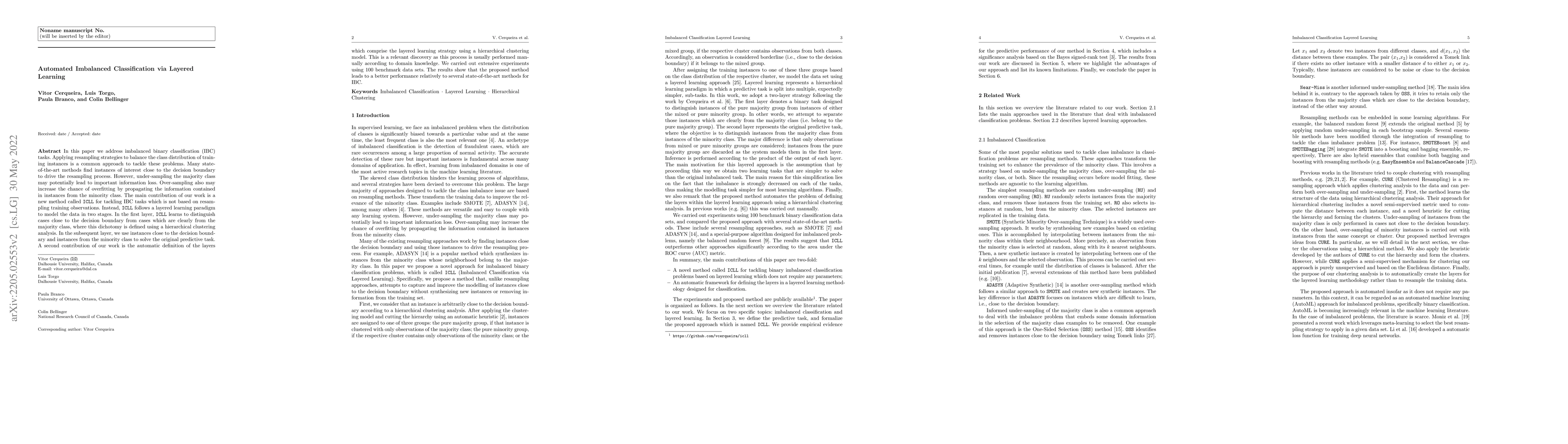 Thumbnail for Automated Imbalanced Classification via Layered Learning