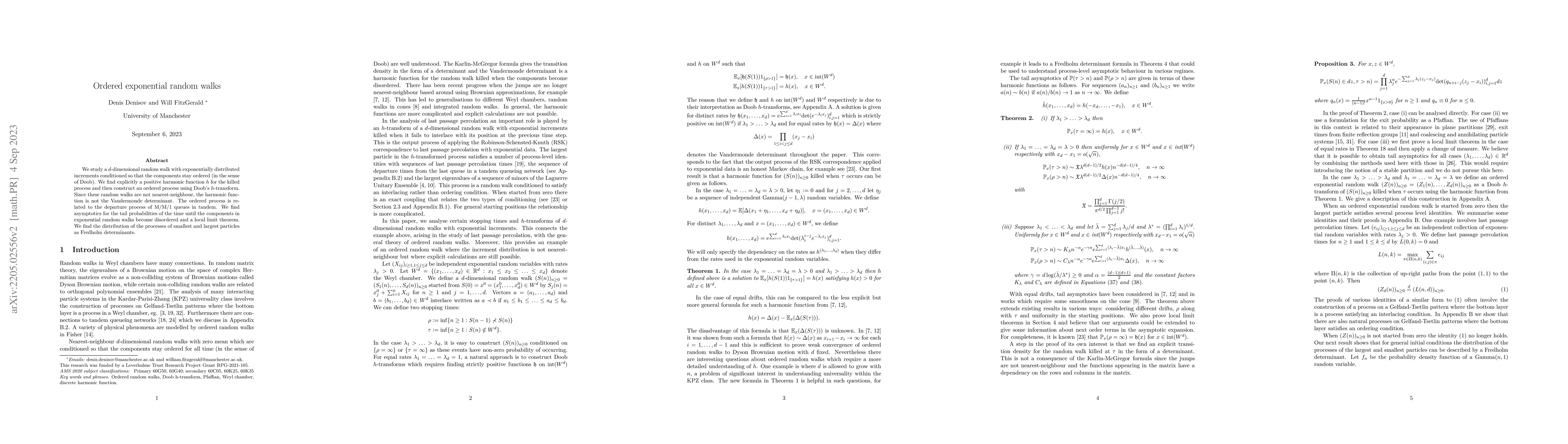 Thumbnail for Ordered exponential random walks