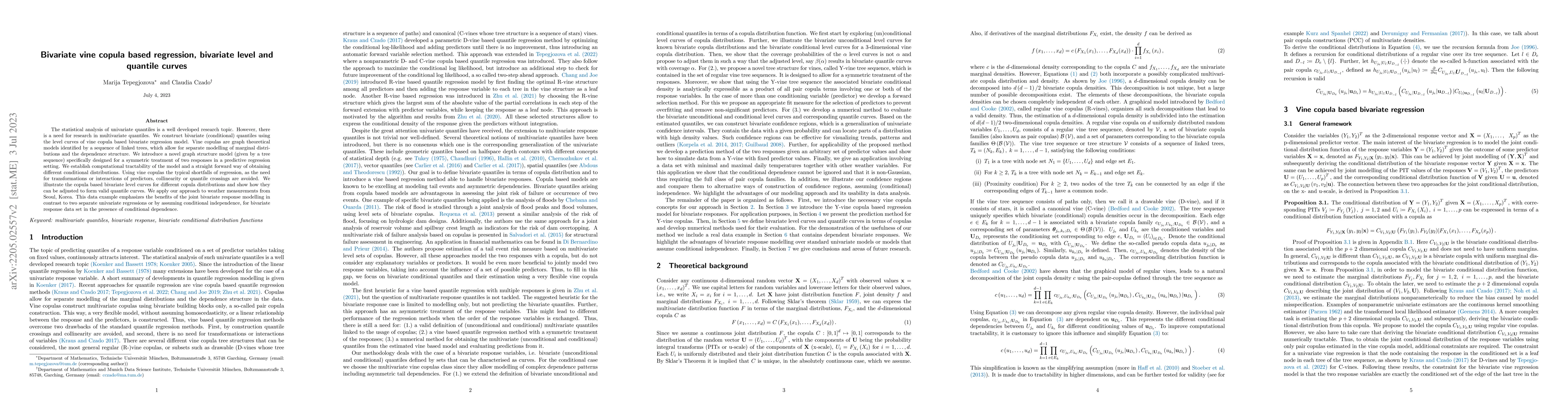 Thumbnail for Bivariate vine copula based regression, bivariate level and quantile
  curves