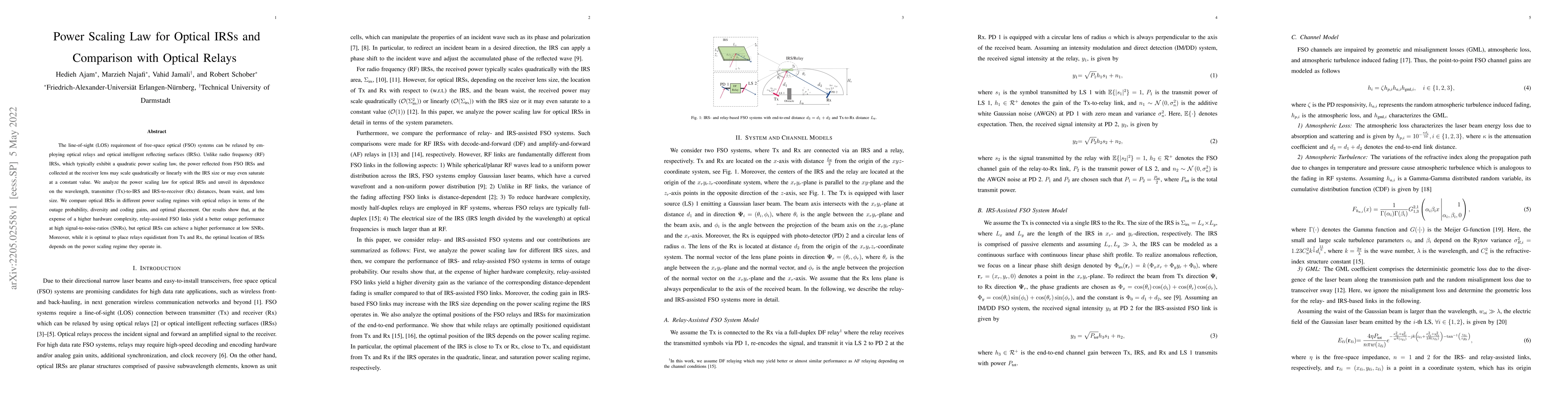 Thumbnail for Power Scaling Law for Optical IRSs and Comparison with Optical Relays